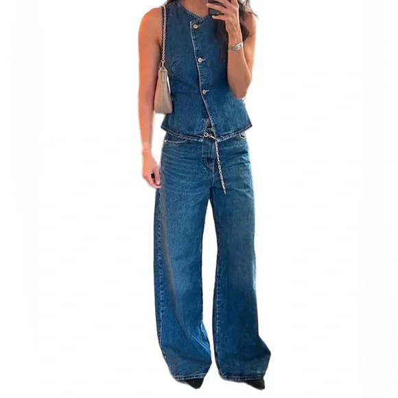 Zara Classic Blue Denim Vest - Picture 3 of 5